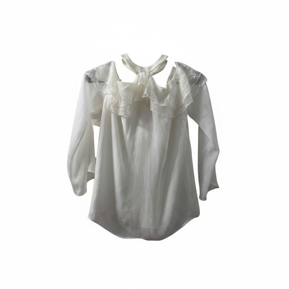 Alice + Olivia Ivory Ruffle Detail Blouse